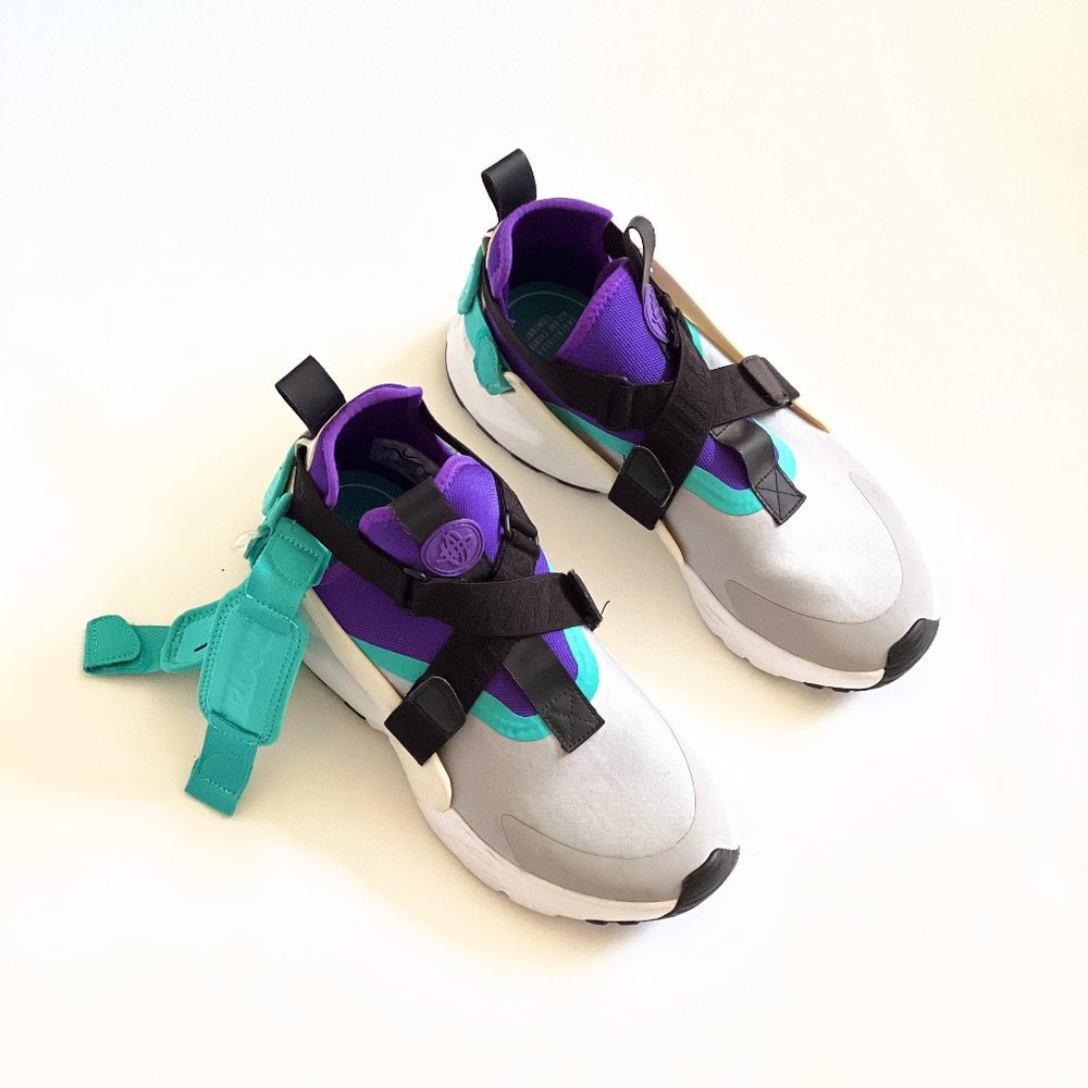 NIKE AIR Slip On Velcro Customizable Strap Black Grey Sneaker